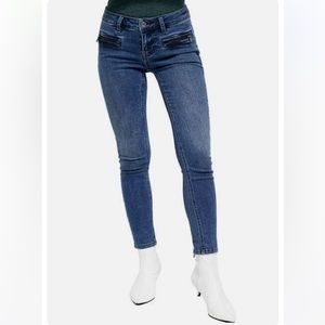 FREE PEOPLE Womens Jeans Skinny Baltic Zippers Denim Blue Size 26W OB102